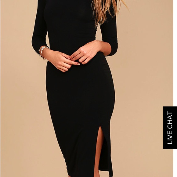 Lulus all black bodycon dress - Picture 3 of 4
